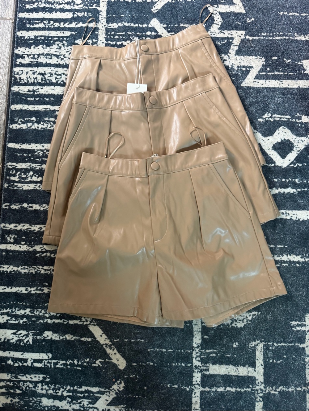 Taupe Faux Leather High Waisted Shorts Tailored Vegan Leather Shorts NWT